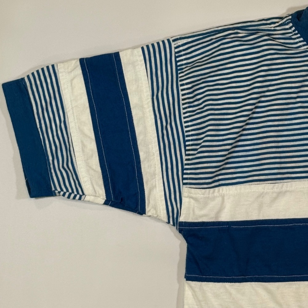 VTG Pacific Scene Blue White Striped Shirt Mens S 80s 90s Surf Coast Skate Retro - Picture 2 of 8